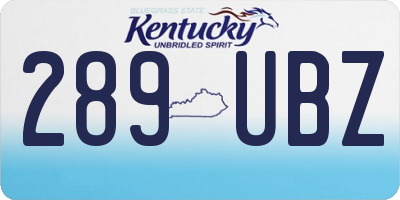 KY license plate 289UBZ