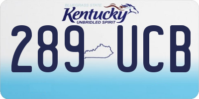 KY license plate 289UCB