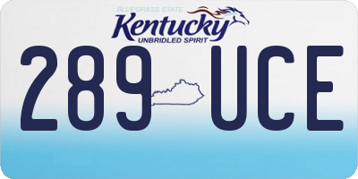 KY license plate 289UCE