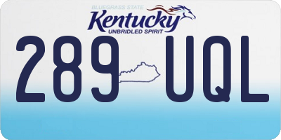 KY license plate 289UQL