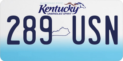 KY license plate 289USN
