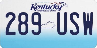 KY license plate 289USW