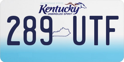 KY license plate 289UTF