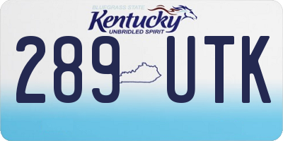 KY license plate 289UTK