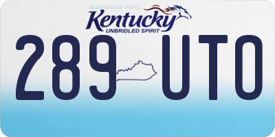 KY license plate 289UTO