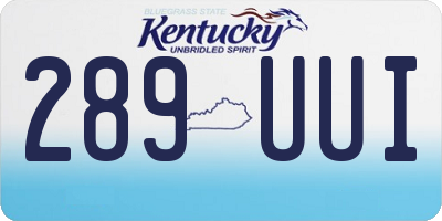 KY license plate 289UUI