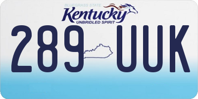 KY license plate 289UUK