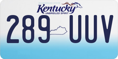 KY license plate 289UUV