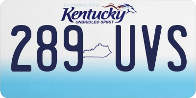 KY license plate 289UVS