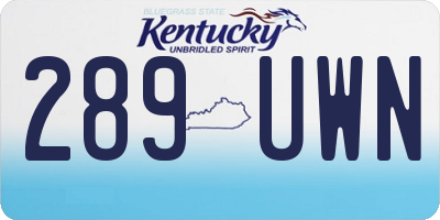 KY license plate 289UWN