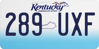 KY license plate 289UXF