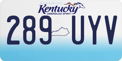 KY license plate 289UYV