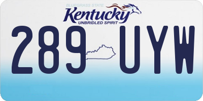 KY license plate 289UYW