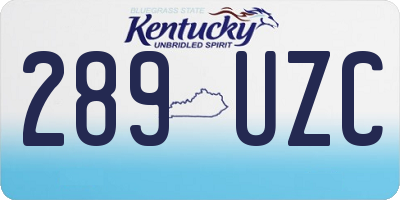 KY license plate 289UZC