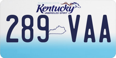 KY license plate 289VAA