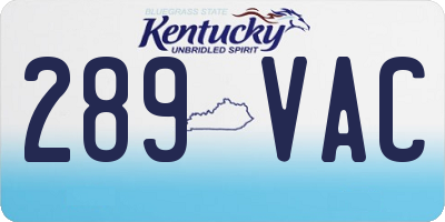 KY license plate 289VAC