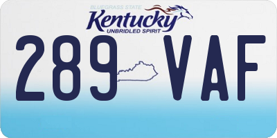 KY license plate 289VAF