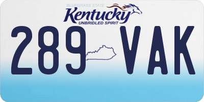 KY license plate 289VAK