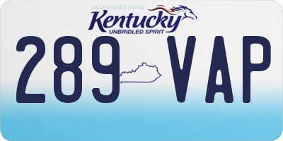 KY license plate 289VAP