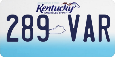 KY license plate 289VAR