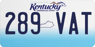 KY license plate 289VAT