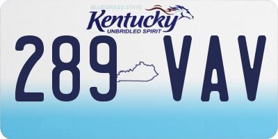 KY license plate 289VAV