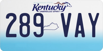 KY license plate 289VAY