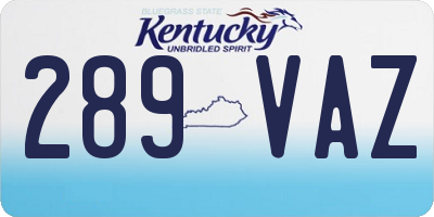KY license plate 289VAZ