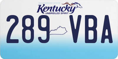 KY license plate 289VBA