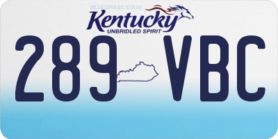 KY license plate 289VBC