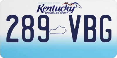 KY license plate 289VBG