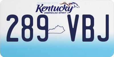 KY license plate 289VBJ