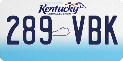 KY license plate 289VBK