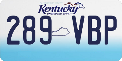 KY license plate 289VBP