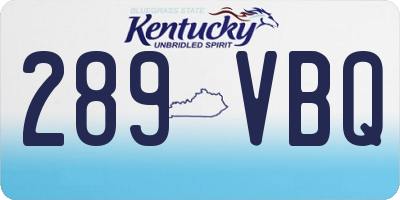 KY license plate 289VBQ
