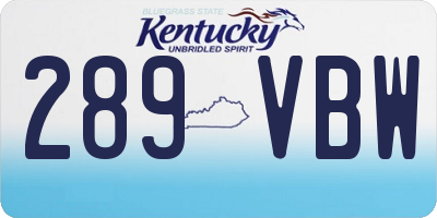 KY license plate 289VBW