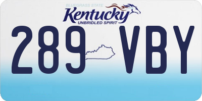 KY license plate 289VBY