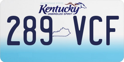 KY license plate 289VCF