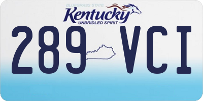 KY license plate 289VCI