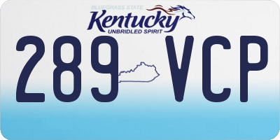 KY license plate 289VCP