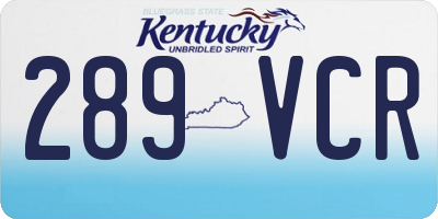 KY license plate 289VCR