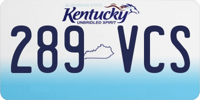 KY license plate 289VCS