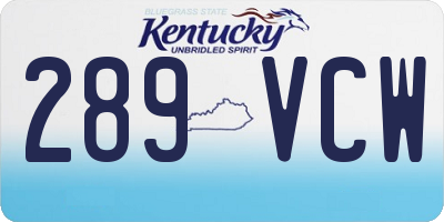 KY license plate 289VCW