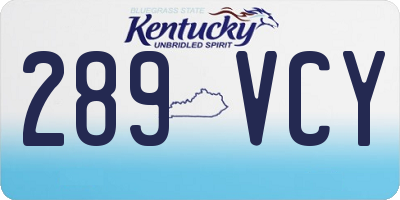 KY license plate 289VCY