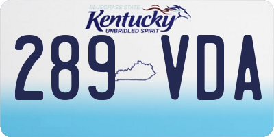 KY license plate 289VDA