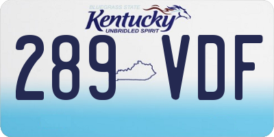 KY license plate 289VDF