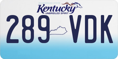 KY license plate 289VDK