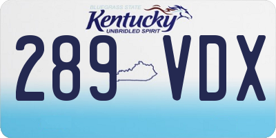 KY license plate 289VDX