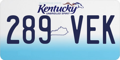 KY license plate 289VEK