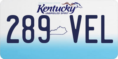KY license plate 289VEL